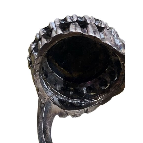 Vintage Estate Sterling Silver Art Deco Cocktail Ring Size 6 Blue Center Opal - Picture 15 of 16